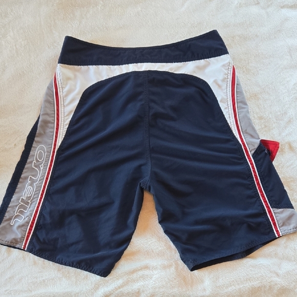 O'Neill Men's 34Navy Board Shorts Gray Red White Accents Pool Summer Surf Skate - Picture 1 of 6
